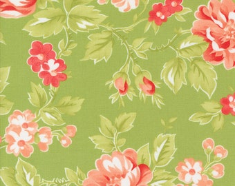 Jelly and Jam Fabric by Fig Tree Quilts for Moda - Green Large Floral Fabric