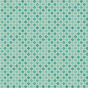 Farmer's Daughter Fabric by Lori Holt for Riley Blake - Small Green and Blue Flower Grid Fabric by the 1/2 Yard or Fat Quarter