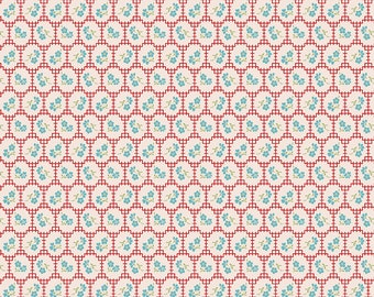 Mercantile Fabric by Lori Holt for Riley Blake - Red and Blue Flower Fabric by the 1/2 Yard or Fat Quarter