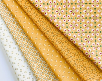Lori Holt Home Town Fabric Fat Quarter Bundle - 5pc Yellow Color Bundle