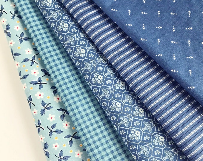 Lori Holt Blue Fabric Fat Quarter Bundle - 5pc Color Bundle - Etsy