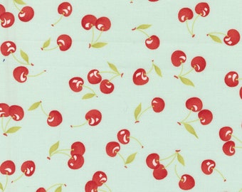 Fruit Cocktail Fabric by Fig Tree Quilts for Moda - Aqua and Red Cherry Fabric by the 1/2 Yard or Fat Quarter