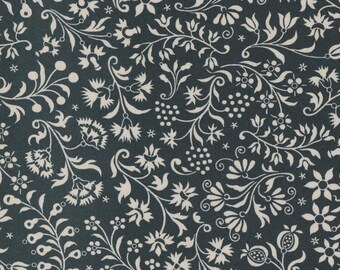 Harvest Moon Fabric by Fig Tree Quilts for Moda - Black and Gray Medium Floral Fabric by the 1/2 Yard or Fat Quarter