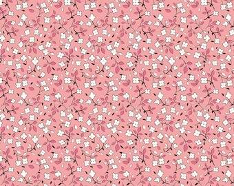 Home Town Fabric by Lori Holt for Riley Blake - Pink and White Small Floral Fabric by the 1/2 Yard or Fat Quarter