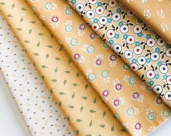 Lori Holt Mercantile Fabric Fat Quarter Bundle - 5pc Yellow Color Bundle