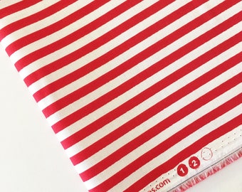 16" x 42" Remnant - 1/4" Red Stripe Fabric - Riley Blake Stripes - Red and White Striped Fabric