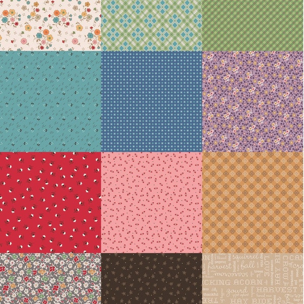 Lori Holt Autumn Fabric Fat Quarter Bundle - 12pc Bundle