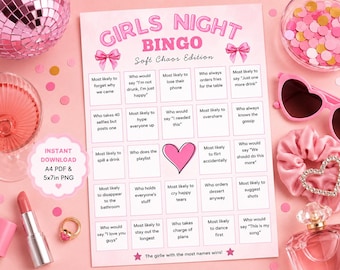 Gra w bingo dla dziewczyn, zabawna aktywność na wieczór panieński, gra na wieczór panieński (do pobrania natychmiast)