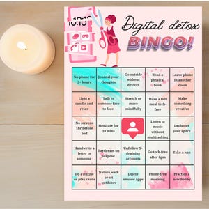Digital Detox Bingo – Mindful Self-Care Game | Screen-Free Challenge | Printable Wellness Activity | Instant Download