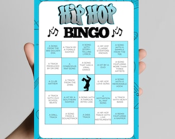 Hip Hop Bingo Game Printable, Music Party Game, Girls Night Activity