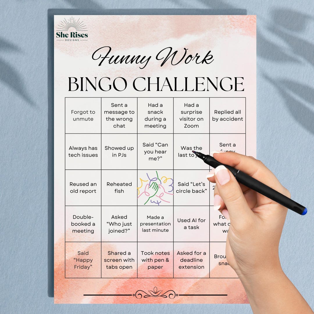 Interactive Work Bingo Funny Workplace Bingo Challenge: Printable Office Game for Team ...