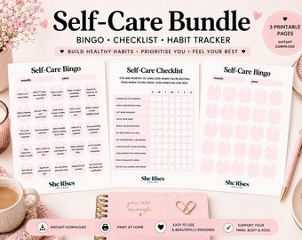 Printable Self Care Bingo and Weekly Checklist Bundle (Digital Download)