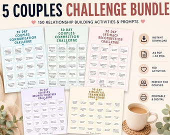 Lot de défis en couple, modèle canva modifiable, cahier d'exercices sur les relations