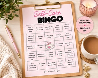 Self Care Bingo Printable Game, Wellness Challenge, Mental Health Activity  (A4 PDF, 5x7 PNG)