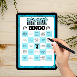 Afdrukbaar hiphopbingospel, muziekfeestspel, avondactiviteit meisjes afbeelding 4