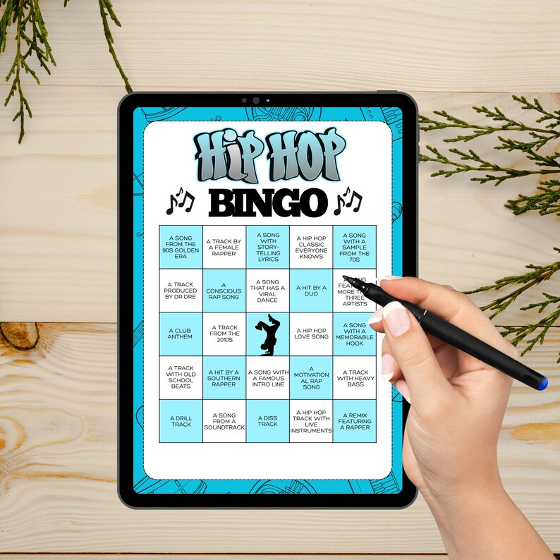 Afdrukbaar hiphopbingospel, muziekfeestspel, avondactiviteit meisjes afbeelding 4