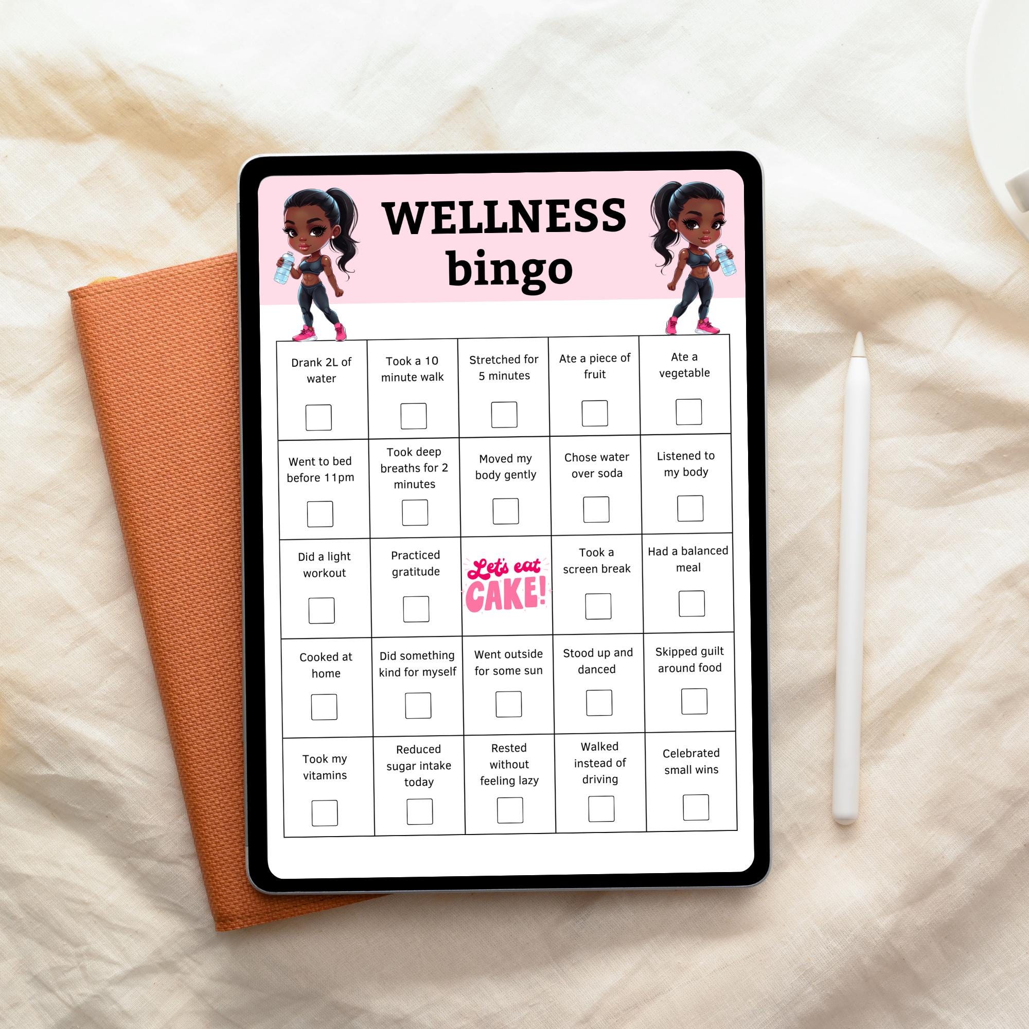 Wellness Bingo Game Printable | Fitness Challenge | Healthy Habits ...