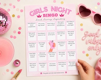Gra w bingo dla dziewczyn, gry dla panien młodych, gry do druku na wieczór panieński, różowe gry imprezowe