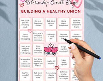 Relationship Growth Bingo Couples Game, Healthy Relationship Activity Printable