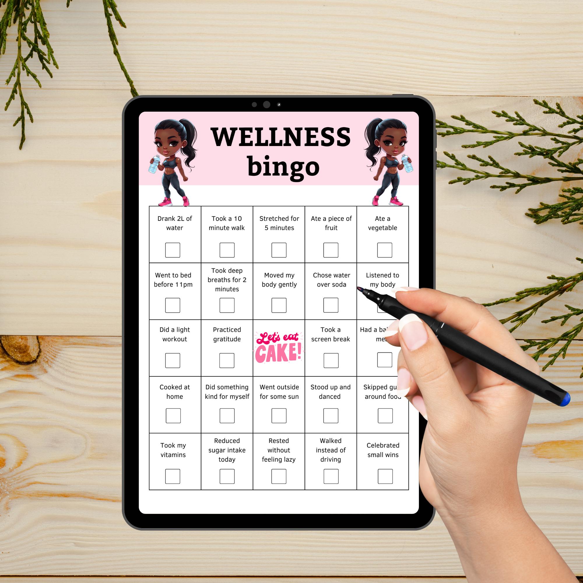 Wellness Bingo Game Printable | Fitness Challenge | Healthy Habits ...