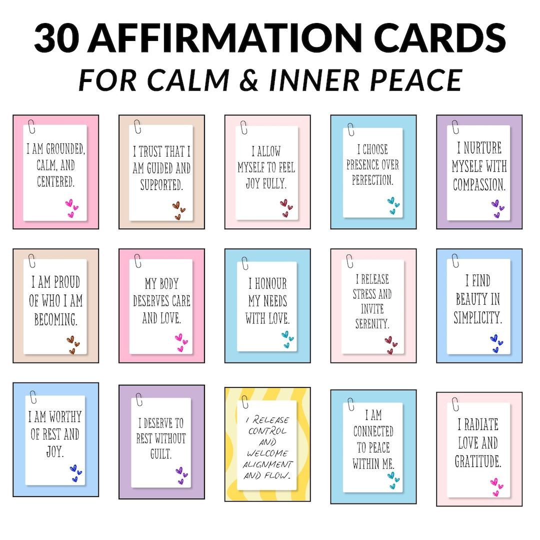 Calm Affirmation Cards Printable, Anxiety Relief Quotes, Inner Peace ...