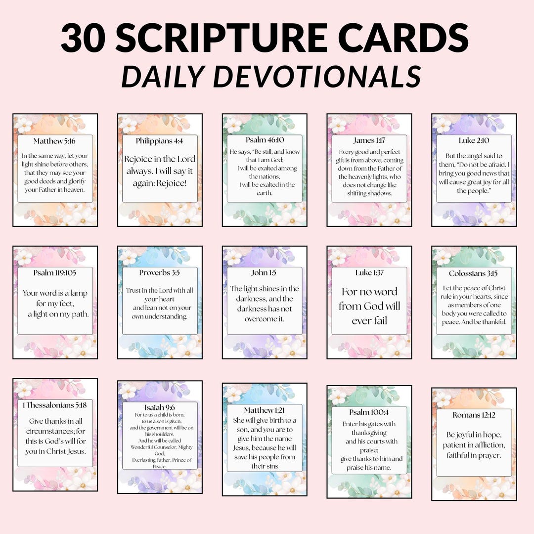 Christian Scripture Cards Printable, Bible Verse Cards, Daily ...