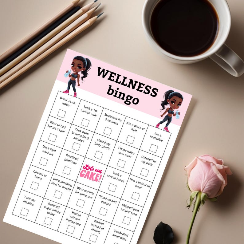 Wellness Bingo Card Printable, Self Care Challenge, Healthy Habits ...