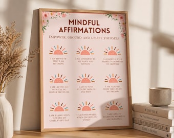 Mindful Affirmations Poster Self Love Wall Art Printable Healing Affirmation Print