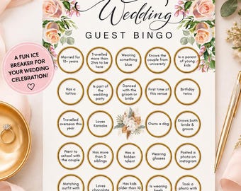 Jeu de bingo pour invités de mariage, activité brise-glace pour la douche nuptiale (téléchargement numérique)