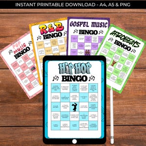 Music Bingo Bundle | Set of Five Different Genres Bingo Cards (Digital Download)