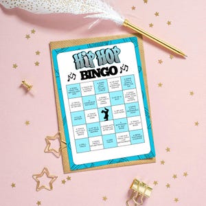 Afdrukbaar hiphopbingospel, muziekfeestspel, avondactiviteit meisjes afbeelding 6