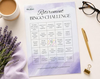Retirement Bingo Challenge Printable Game, Farewell Party Activity for Co-workers, Office Celebration