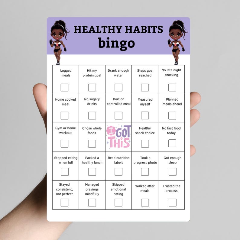 Healthy Habits Bingo Printable | Weight Loss Tracker Game | Nutrition ...