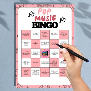 Pop Music Bingo Printable Game | Fun Party Activity (Digital Download)