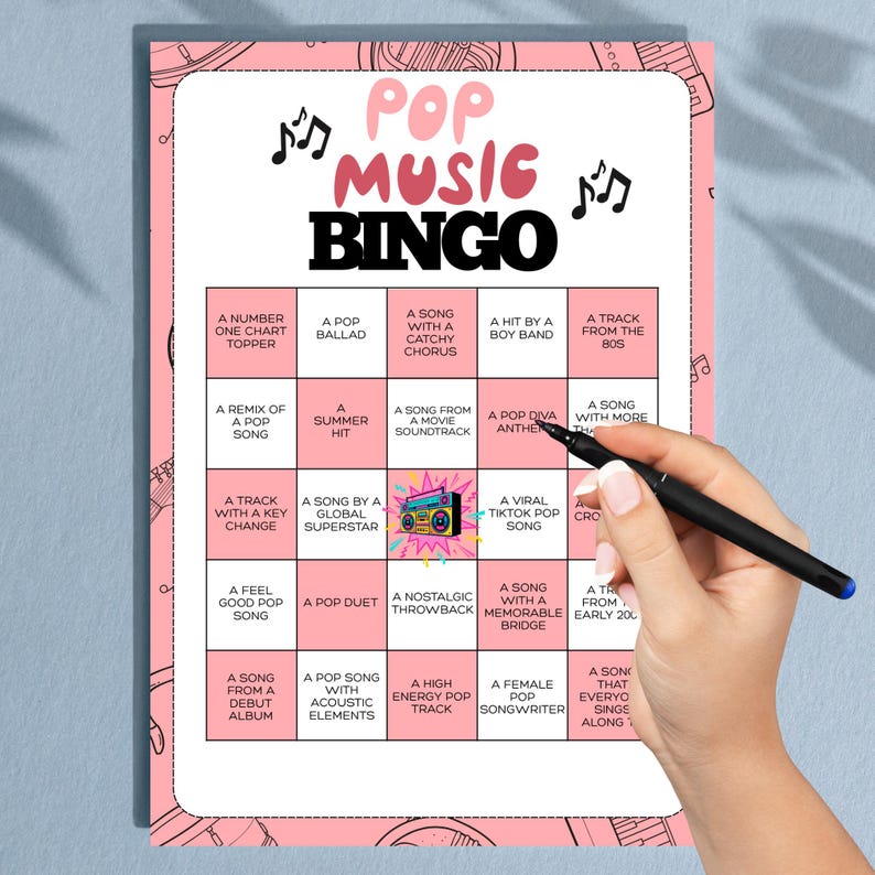 Pop Music Bingo Printable Game | Fun Party Activity (Digital Download)