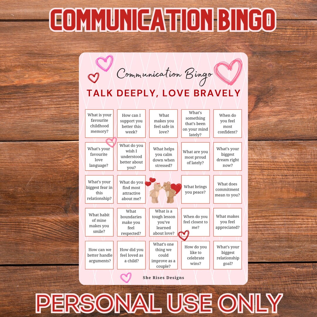 Communication Bingo | Deep Conversation Printable Challenge - Etsy