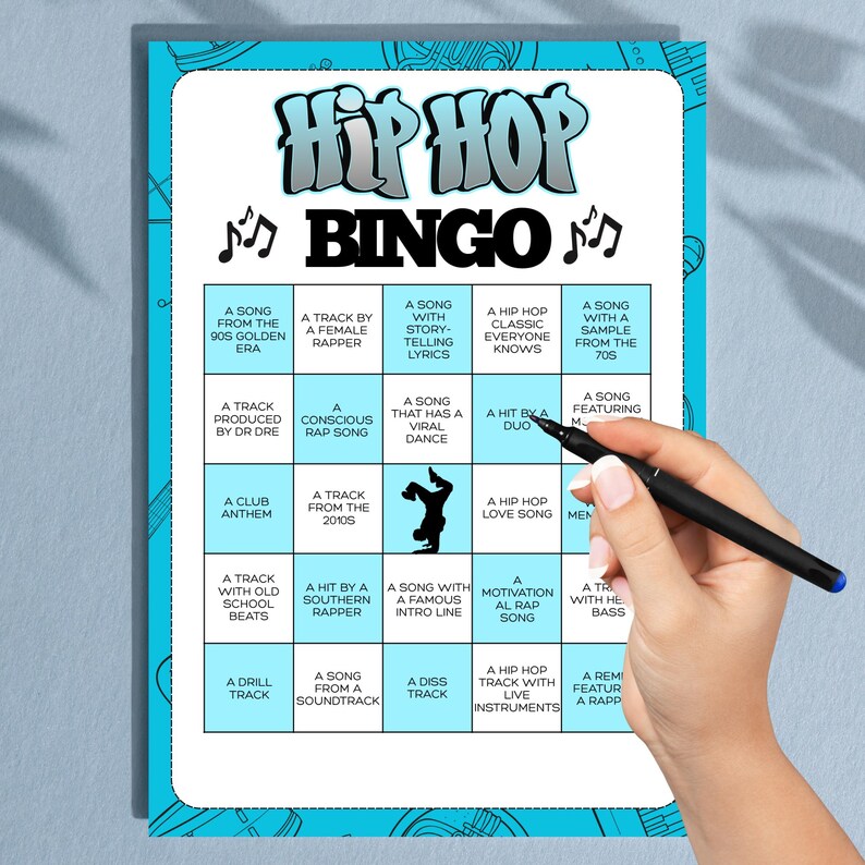 Hip Hop Music Bingo Printable Game | Fun and Urban Activity (Digital Download)