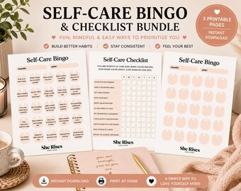 Printable Self Care Bingo Checklist Bundle (Digital Download)