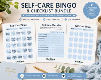 Printable Self Care Bingo Checklist Bundle (Digital Download)