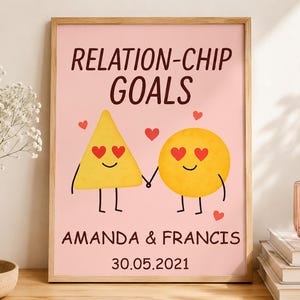 Personalised Relation Chip Couple Print Funny Wedding Gift Custom Anniversary Romantic Wall Art Keepsake