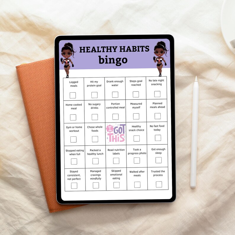 Healthy Habits Bingo Printable | Weight Loss Tracker Game | Nutrition ...