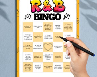 Bingo musical R&B imprimible: actividad divertida y conmovedora (descarga digital)