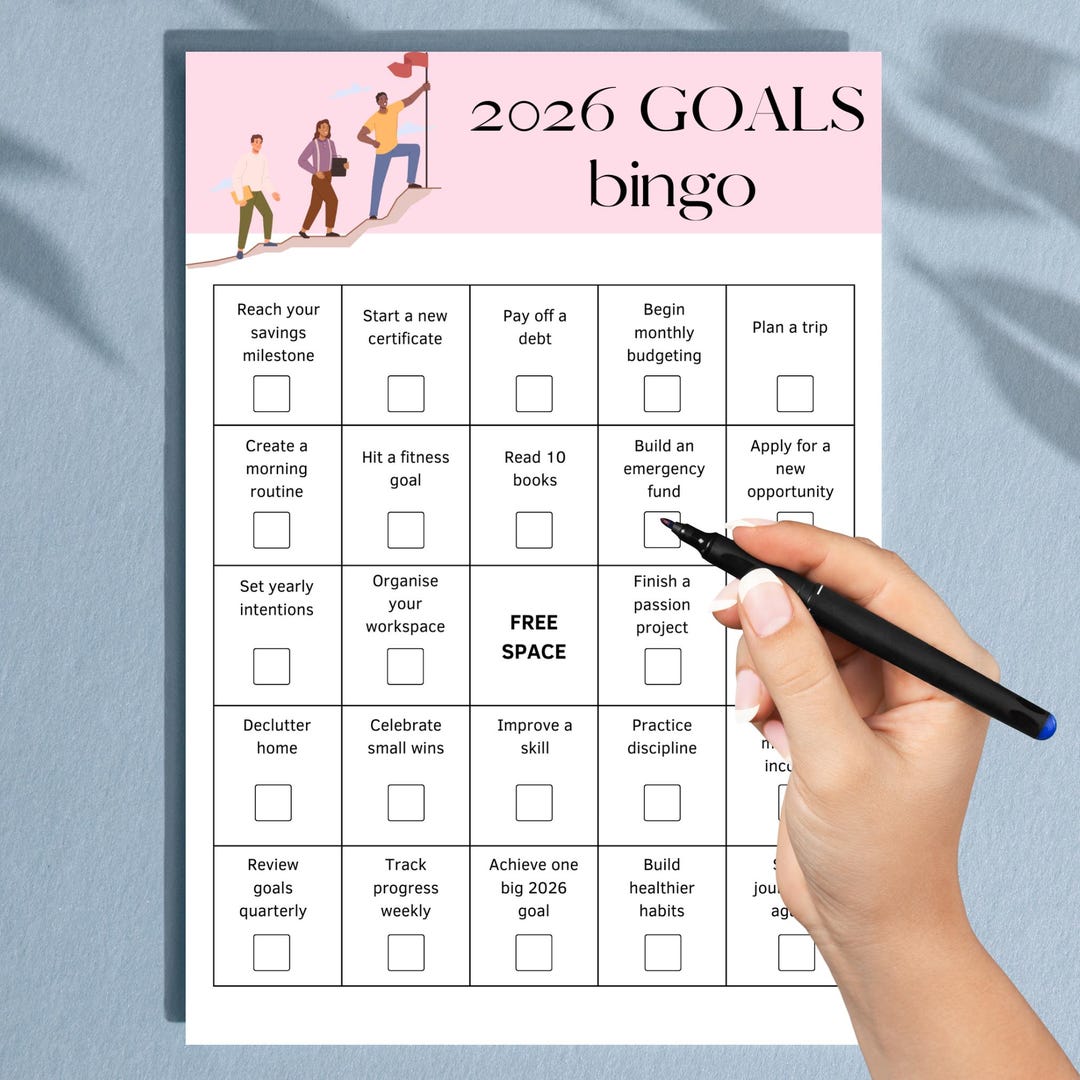 2026 Goals Bingo Card Printable | New Year Goal Setting Game (digital ...