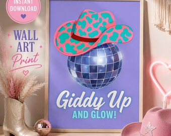 Disco Cowgirl Wand Kunst Druck | Western Coquette druckbare (digitaler Download)