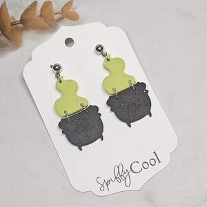 Witch Cauldron Earrings: Handmade Halloween Polymer Clay Jewelry