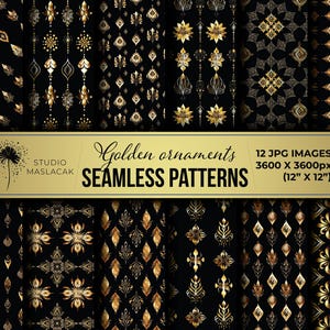 Golden Ornaments Seamless Pattern Collection