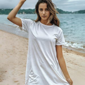 Beach Dress PSD Mockup – Model on Tropical Beach | Smart Object for Apparel Design
