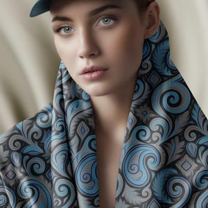 Scarf Mockup – Elegant Drape on Female Model – Realistic PSD Template for Textile Patterns & Fashion Accessories