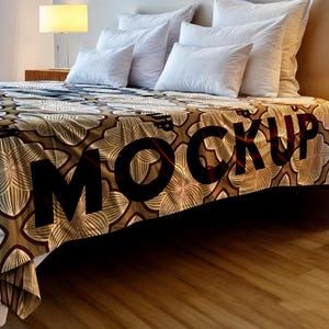 Bed Linen Mockup – Modern Double Bed PSD