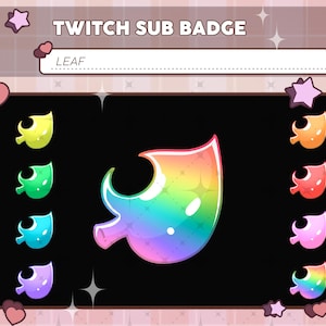 Cute Leaf Sub Badge, Colorfull Leaf Sub Badge, Rainbow Leaf Sub bit badges / Emotes for Streamer, Twitch, Discord, Youtube ...